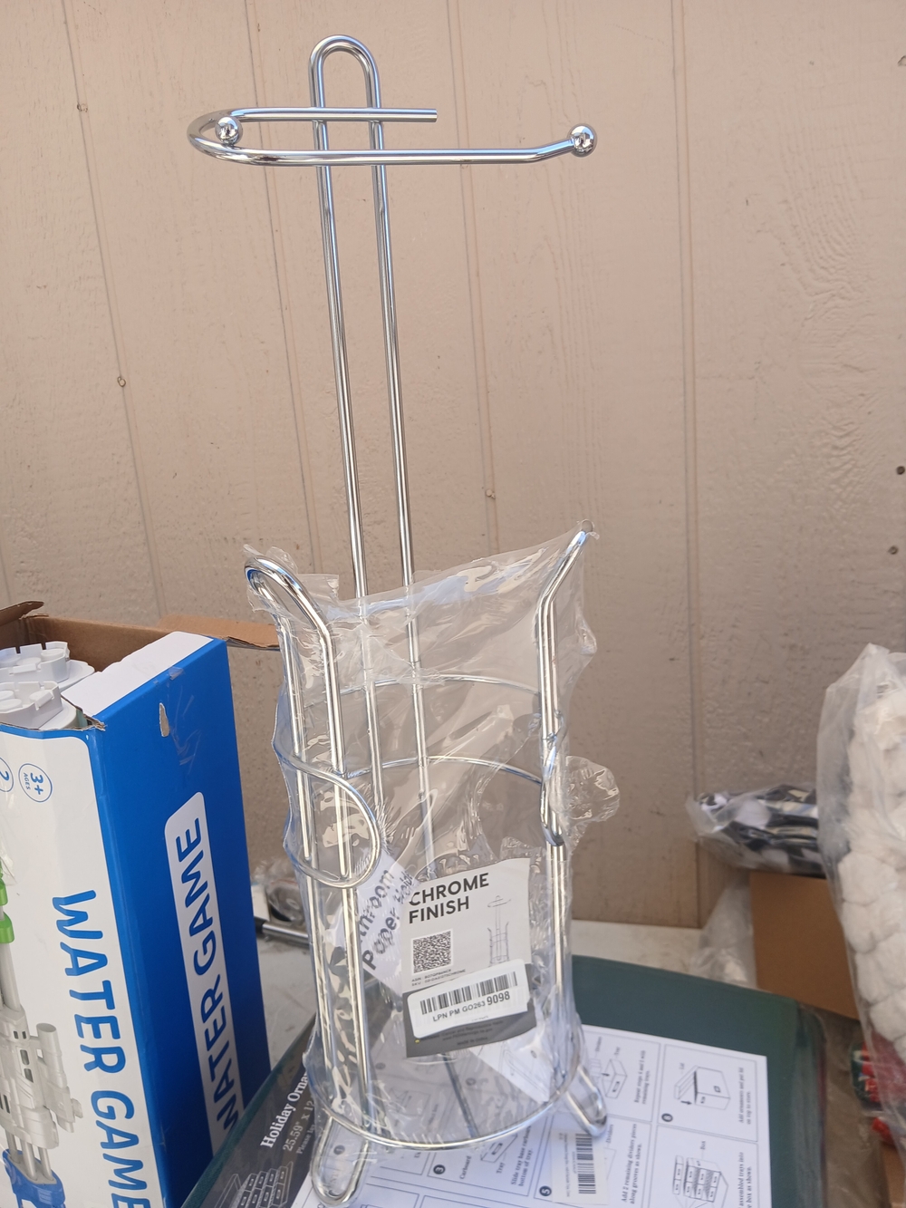 Chrome Free-Standing Toilet Paper Holder with Reserve Storage - Picture 5 of 7
